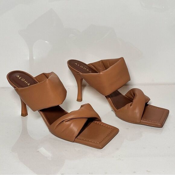 Alohas Twist Strap Heeled Mules - Picture 1 of 8